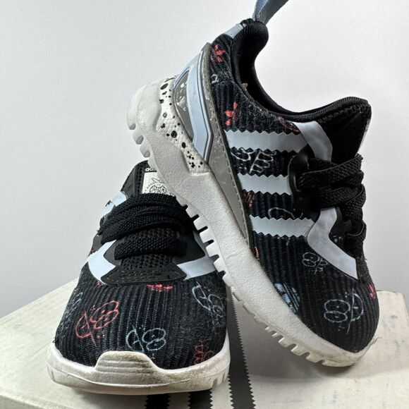 SIZE 5K - Adidas Infant Flex EL Low Sneakers Core Black/Clear Sky/Cloud White - Picture 5 of 7